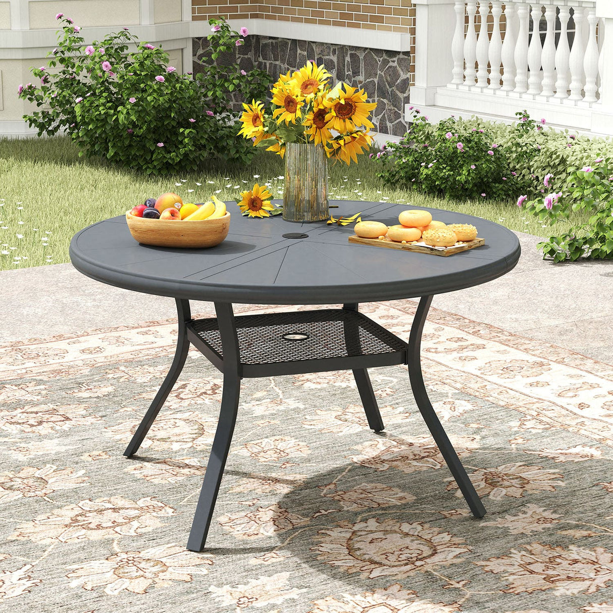 VICLLAX 5/7 Pieces Outdoor Dining Set, Swivel Dining Chairs Set of 4/6 and Round Patio Table