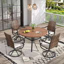 Vicllax 5 PCS Patio Dining Table Set, 47" Round Metal Table and Sierra Swivel Chair