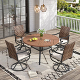 Vicllax 5 PCS Patio Dining Table Set, 47" Round Metal Table and Sierra Swivel Chair