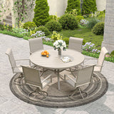 Vicllax 7 Pieces Outdoor Dining Set with 48" Round Dining Table and Swivel Chairs