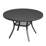 Vicllax Outdoor Plastic Top Patio Wood-Like Grain Round Dining Table for 4/6/8