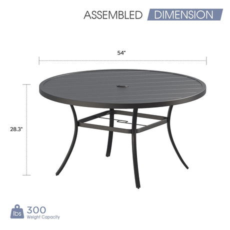 Vicllax Mesa de comedor redonda de metal para exterior de 54" para 6 y 8 personas