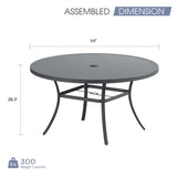 Vicllax Outdoor Round Metal Dining Table with Umbrella Hole for 4, 6