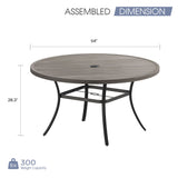 Vicllax Outdoor Round Metal Dining Table with Umbrella Hole for 4, 6