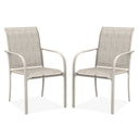 Vicllax Sillas de comedor con cabestrillo de textileno y metal para patio al aire libre con reposabrazos 