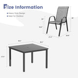 Vicllax 5 Pieces Outdoor Dining Set, Patio Square Metal Table and Horizon Stackable Chair