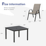 Vicllax 5 Pieces Outdoor Dining Set, Patio Square Metal Table and Horizon Stackable Chair