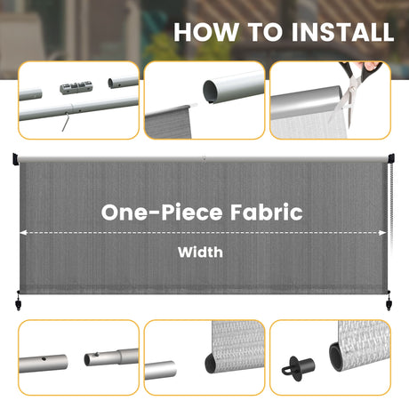 Vicllax Persianas enrollables con bloqueo solar para exteriores, persianas enrollables para patio