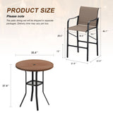 Vicllax 3/5 PCS Outdoor Bar Set, Patio High Bar Chairs and Round Bar Table
