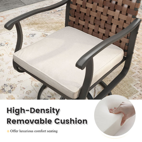 Vicllax 3-Piece Patio Bistro Set, Sierra/Sienna Swivel Chair and 27.6" Metal Square Table