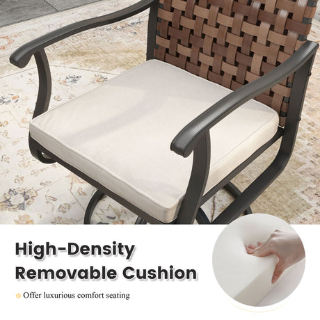 Vicllax 3-Piece Patio Bistro Set, Sierra/Sienna Swivel Chair and 27.6" Metal Square Table