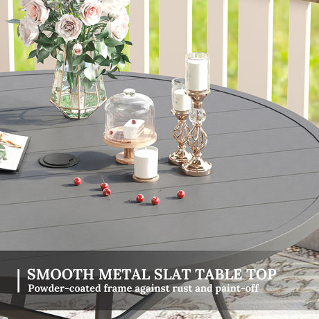 Vicllax Juego de comedor para exterior de 5 piezas con mesa redonda de metal de 42" y 4 sillas giratorias acolchadas