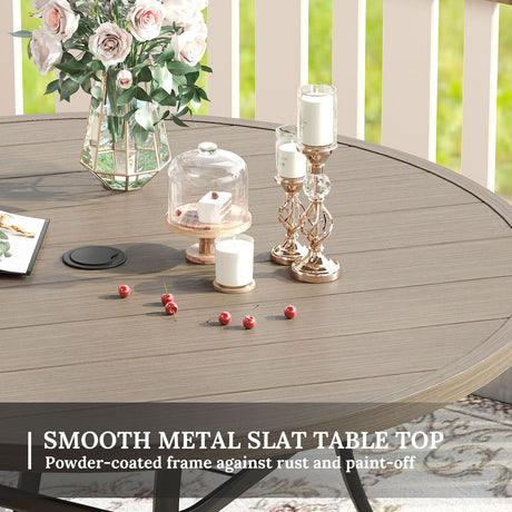 Vicllax Juego de comedor para exterior de 5 piezas con mesa redonda de metal de 42" y 4 sillas giratorias acolchadas