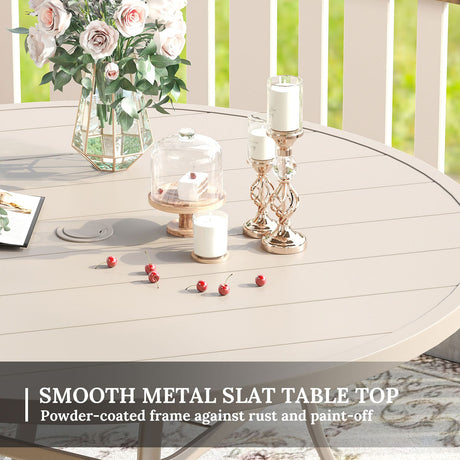 Vicllax Mesa de comedor redonda de metal para exterior de 54" para 6 y 8 personas