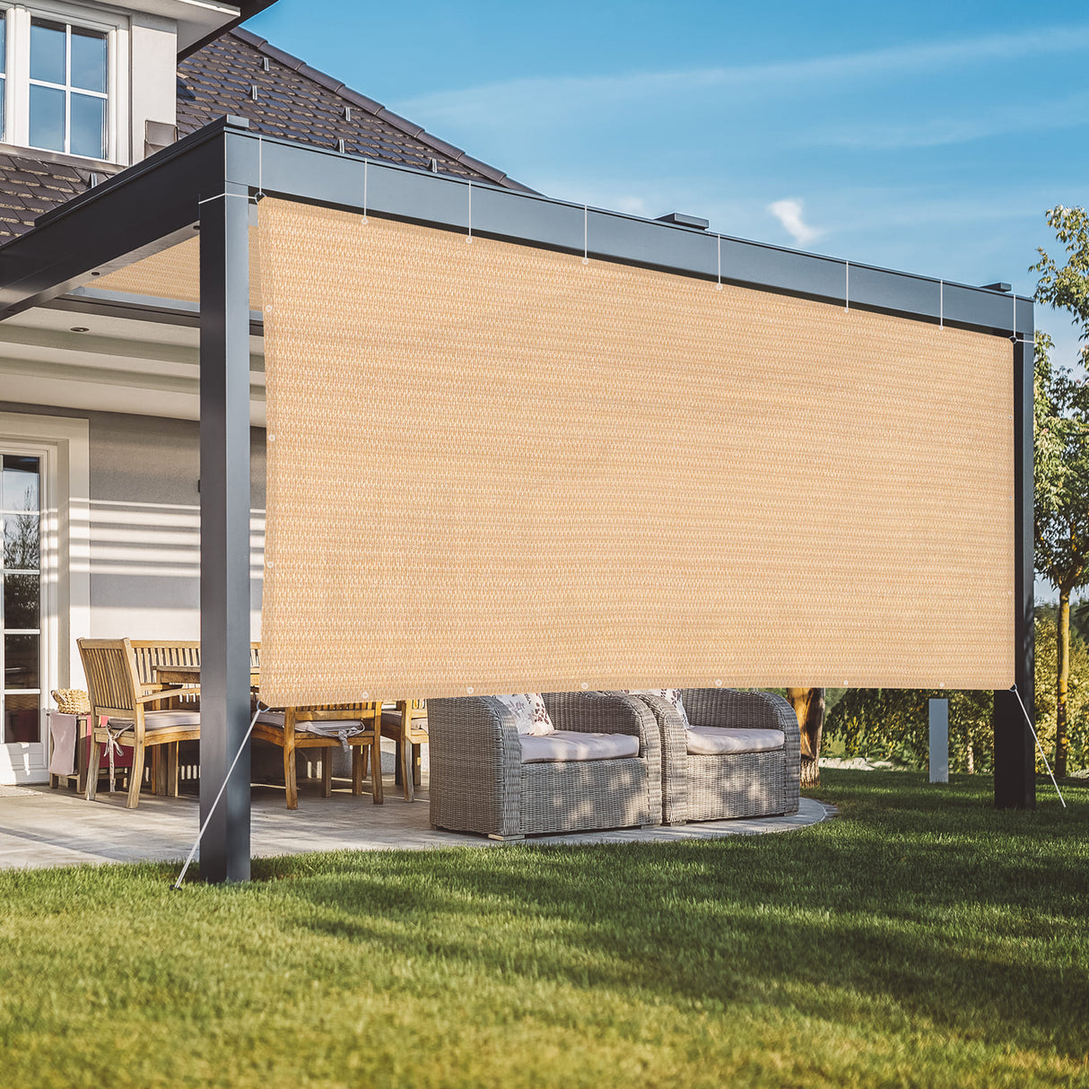 Vicllax Custom Sized 90% Sun Shade Fabric, Shade Cloth, Shade Privacy Panel