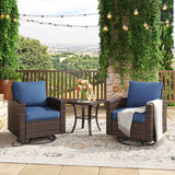 Vicllax 3/5 Pcs Garden Sofa Set, Wicker Outdoor Conversation Set with Sofa Chairs and Ottomans