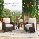 Vicllax 3/5 Pcs Garden Sofa Set, Wicker Outdoor Conversation Set with Sofa Chairs and Ottomans
