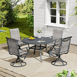 Vicllax 5 Pieces Outdoor Dining Set, 47.2" Metal Round Dining Table and Premium Swivel Chairs
