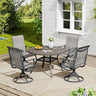 Vicllax 5 Pieces Outdoor Dining Set, 47.2" Metal Round Dining Table and Premium Swivel Chairs
