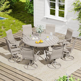 Vicllax 9 Pieces Outdoor Dining Set, 59.8" Metal Round Dining Table and Premium Swivel Chairs