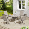 Vicllax 5 Pieces Outdoor Dining Set, 47.2" Metal Round Dining Table and Premium Swivel Chairs