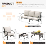 Vicllax Patio Conversation Set with Cushioned Sofa Chairs, Ottomans and Coffee Table