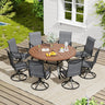 Vicllax 9 Pieces Outdoor Dining Set, 59.8" Metal Round Dining Table and Premium Swivel Chairs