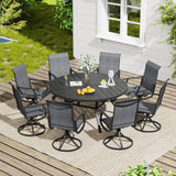 Vicllax 9 Pieces Outdoor Dining Set, 59.8" Metal Round Dining Table and Premium Swivel Chairs