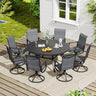 Vicllax 9 Pieces Outdoor Dining Set, 59.8" Metal Round Dining Table and Premium Swivel Chairs