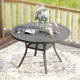 Vicllax Outdoor Round Metal Dining Table with Umbrella Hole for 4, 6