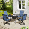 Vicllax 5 Pieces Outdoor Dining Set, 47.2" Metal Round Dining Table and Premium Swivel Chairs