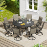 Vicllax 9 Pieces Outdoor Dining Set, 59.8" Metal Round Dining Table and Premium Swivel Chairs