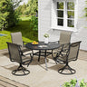 Vicllax 5 Pieces Outdoor Dining Set, 47.2" Metal Round Dining Table and Premium Swivel Chairs