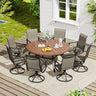 Vicllax 9 Pieces Outdoor Dining Set, 59.8" Metal Round Dining Table and Premium Swivel Chairs
