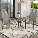 Vicllax 3 Pieces Outdoor Dining Set, 27.6" Round Bar Table and Skyline Stackable Chair