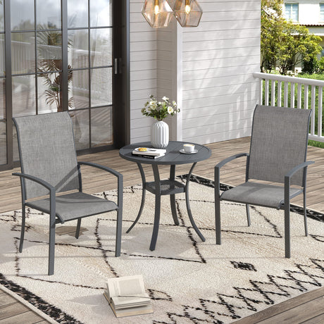 Vicllax 3 Pieces Outdoor Dining Set, 27.6" Round Bar Table and Skyline Stackable Chair