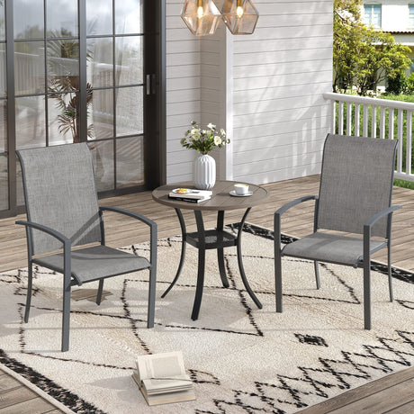 Vicllax 3 Pieces Outdoor Dining Set, 27.6" Round Bar Table and Skyline Stackable Chair