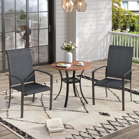 Vicllax 3 Pieces Outdoor Dining Set, 27.6" Round Bar Table and Skyline Stackable Chair