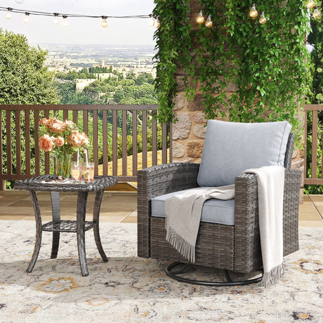 Vicllax Patio Wide Wicker Cushioned Sofa, Outdoor Wicker Chair, Double Lounge Balcony Seat