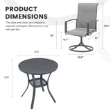 Vicllax 3-Piece Patio Bistro Set, Outdoor Swivel Chairs and Metal Round Table