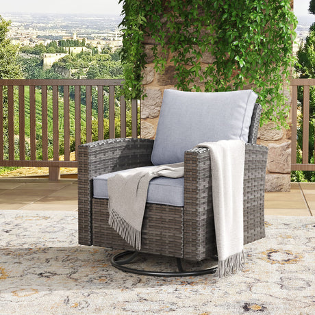 Vicllax Patio Wide Wicker Cushioned Sofa, Outdoor Wicker Chair, Double Lounge Balcony Seat