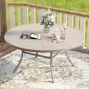 Vicllax Mesa de comedor redonda de metal para exterior de 54" para 6 y 8 personas
