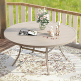 Vicllax 11 Pcs Outdoor Dining Set with 60“ Round Metal Table and Stackable Sling Chair