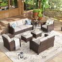 Vicllax Garden Conversation Set with Cushioned Sofa Chairs, Ottomans and Coffee Table