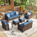 Vicllax Garden Conversation Set with Cushioned Sofa Chairs, Ottomans and Coffee Table