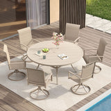 Vicllax 7 Pieces Outdoor Dining Set with 53" Round Dining Table and Swivel Chairs
