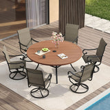 Vicllax 7/9 Pieces Outdoor Dining Set with Patio Round Dining Table and Swivel Chairs