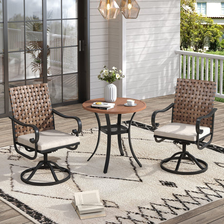 Vicllax 3-Piece Patio Bistro Set, Sierra/Sienna Swivel Chair and 27.6" Metal Round Table