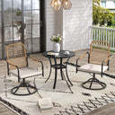 Vicllax 3 Pieces Outdoor Dining Set, 27.6" Round Bar Table and Solana Swivel Chair