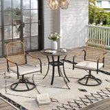 Vicllax 3 Pieces Outdoor Dining Set, 27.6" Round Bar Table and Solana Swivel Chair